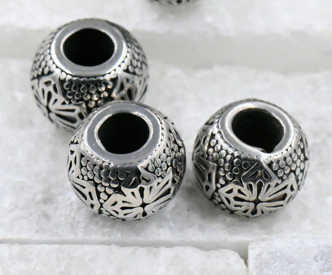 Chunky Stainless Steel Large Hole Beads. 2pc Main Image