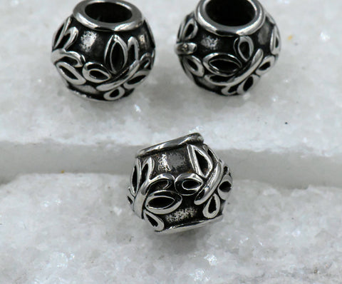 Butterfly Stainless Steel Large Hole Beads. 2pc