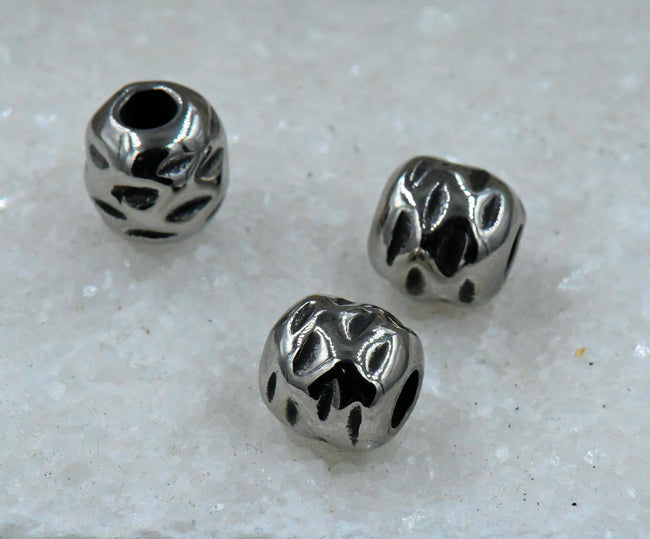 Artistic Stainless Steel Large Hole Beads 2pc Main Image