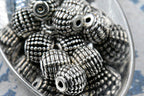 Antique Silver 9mm Beaded Round Beads, 25pc