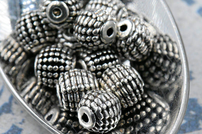 Antique Silver 9mm Beaded Round Beads, 25pc Hover Image