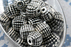 Antique Silver 9mm Beaded Round Beads, 50pc