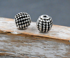 Antique Silver 9mm Beaded Round Beads, 50pc