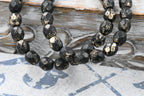 Black 6mm Faceted Czech, 50pc Gold Flake Finish