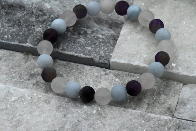 Bracelet Matte Amethyst, Aquamarine, Rose Quartz 8mm Hover Image