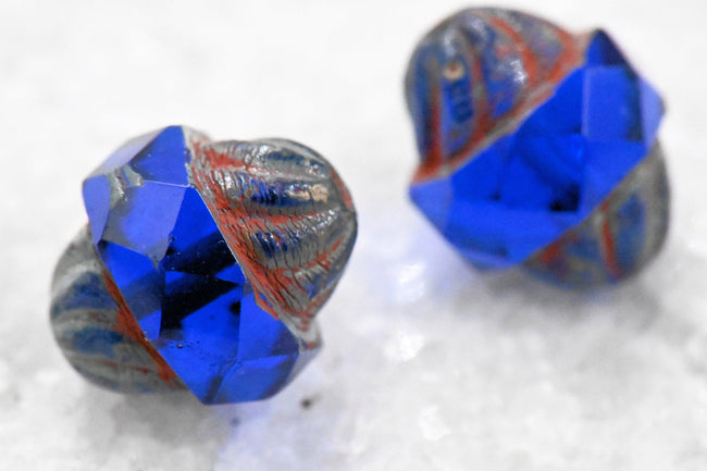20pc Czech Glass Beads - Picasso Beads - Turbine Beads - Fire Polished Beads - Sapphire Blue - 11x10mm Main Image