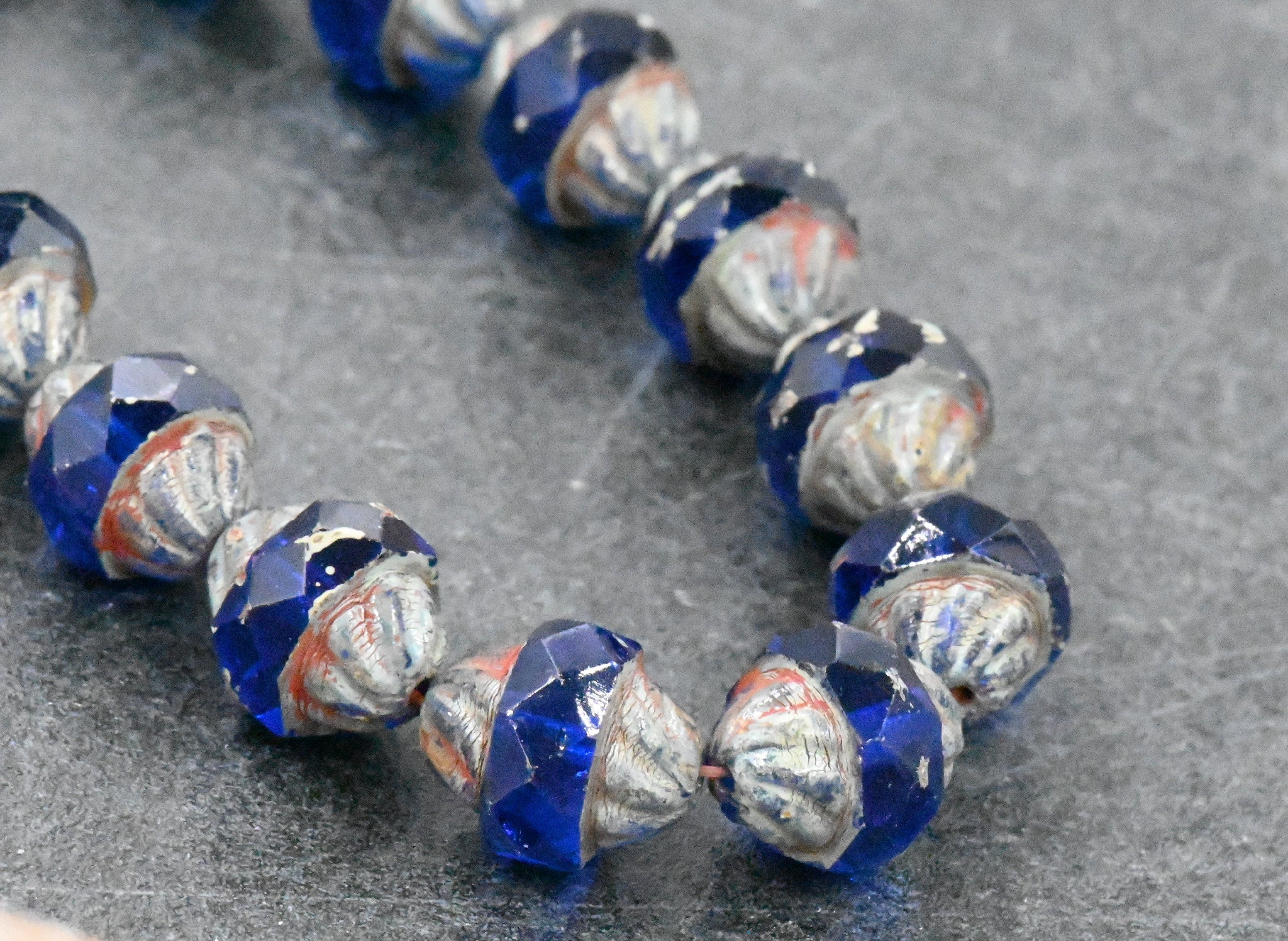 Czech Glass Beads - Picasso Beads - Turbine Beads - Fire Polished Beads - Sapphire Blue - 11x10mm - 10pcs