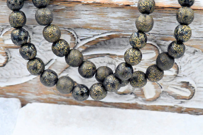 Black 6mm Round 30pc Gold Wash with Etched Finish Main Image