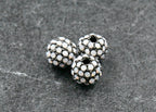 White Opal Micro Pave Cubic Zirconia Beads,1pc Gunmetal 8mm