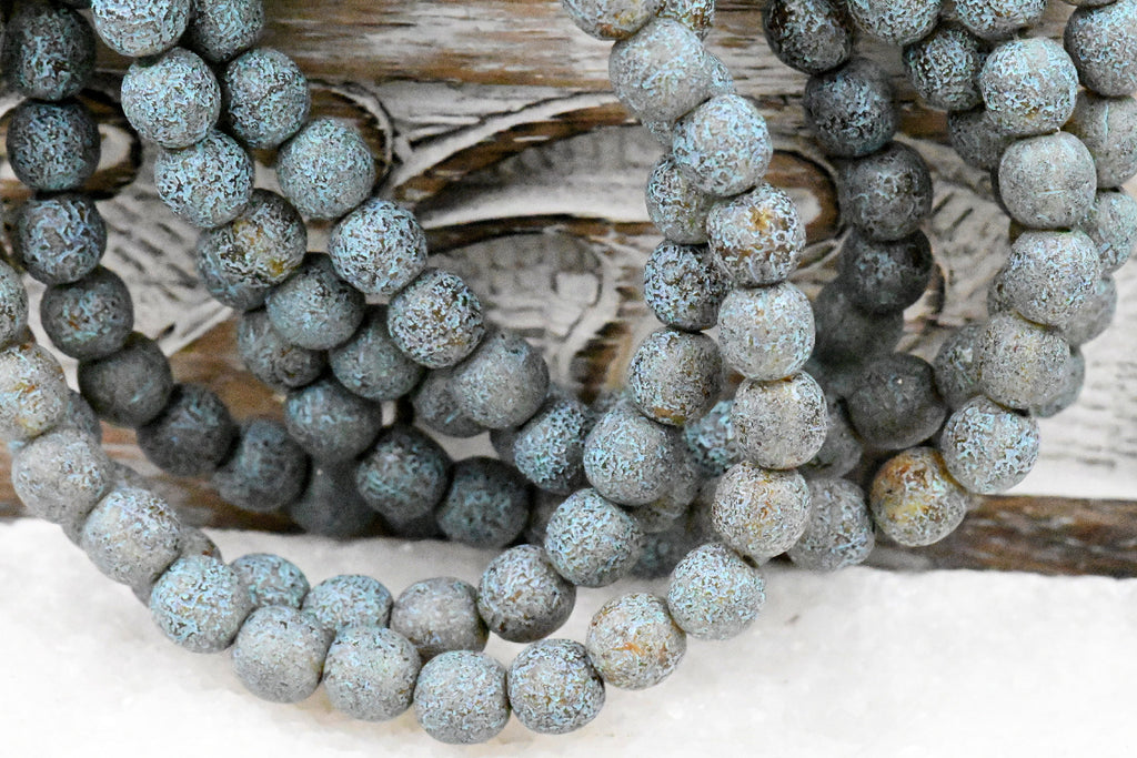 Topaz Picasso 6mm Round 30pc Aegean Teal Wash with Etched Finish