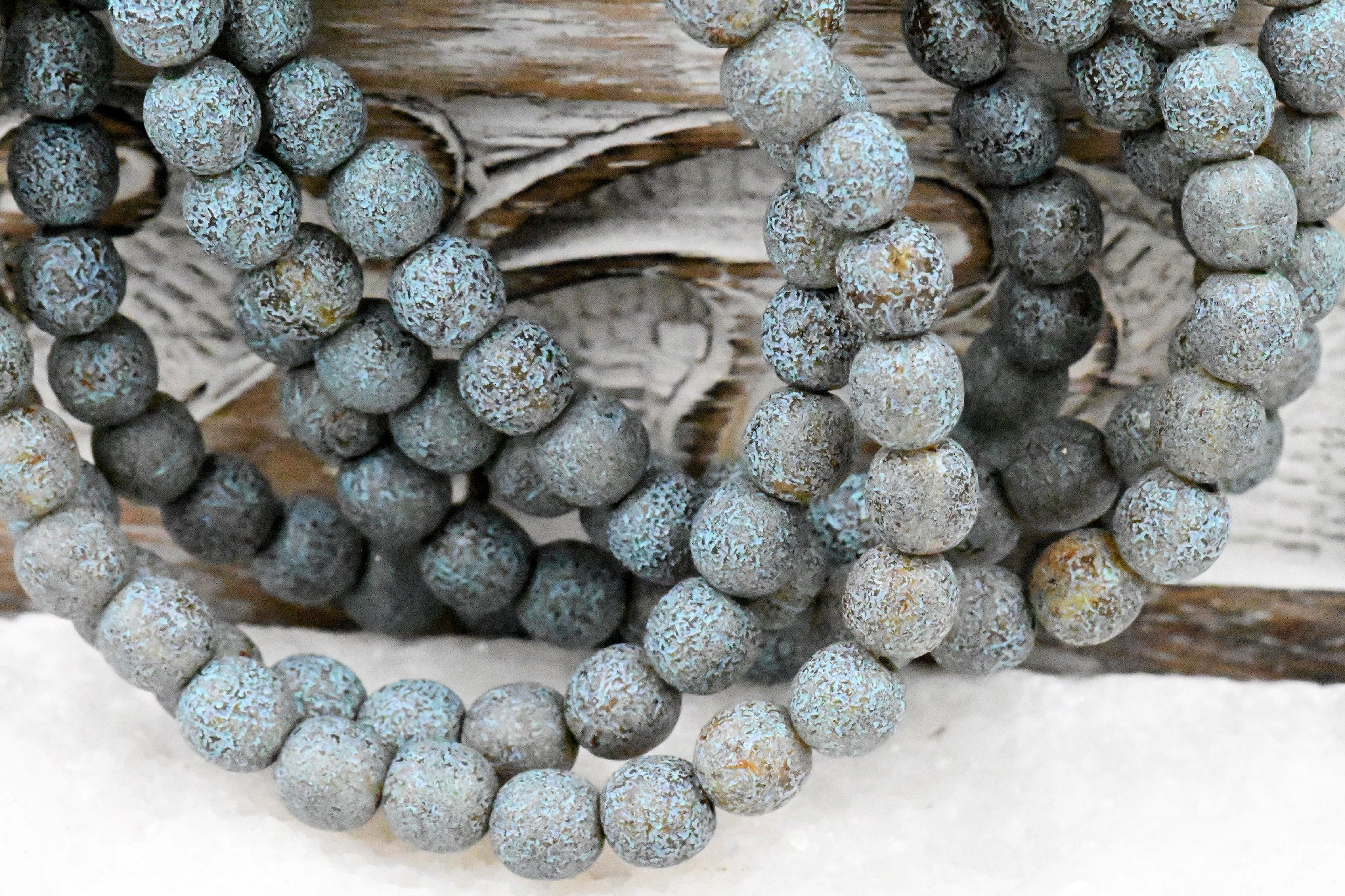 Topaz Picasso 6mm Round 30pc Aegean Teal Wash with Etched Finish