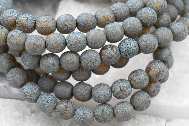 Topaz Picasso 6mm Round 30pc Aegean Teal Wash with Etched Finish Main Image