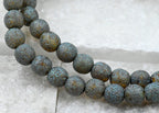 Topaz Picasso 6mm Round 30pc Aegean Teal Wash with Etched Finish