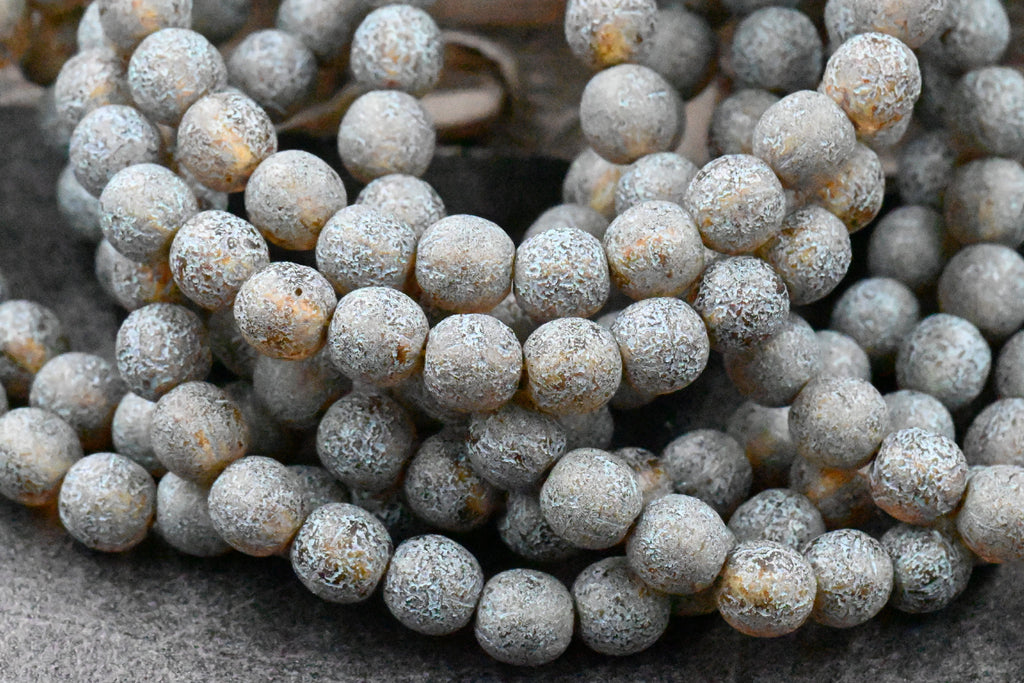 Topaz Picasso 6mm Round 30pc Aegean Teal Wash with Etched Finish