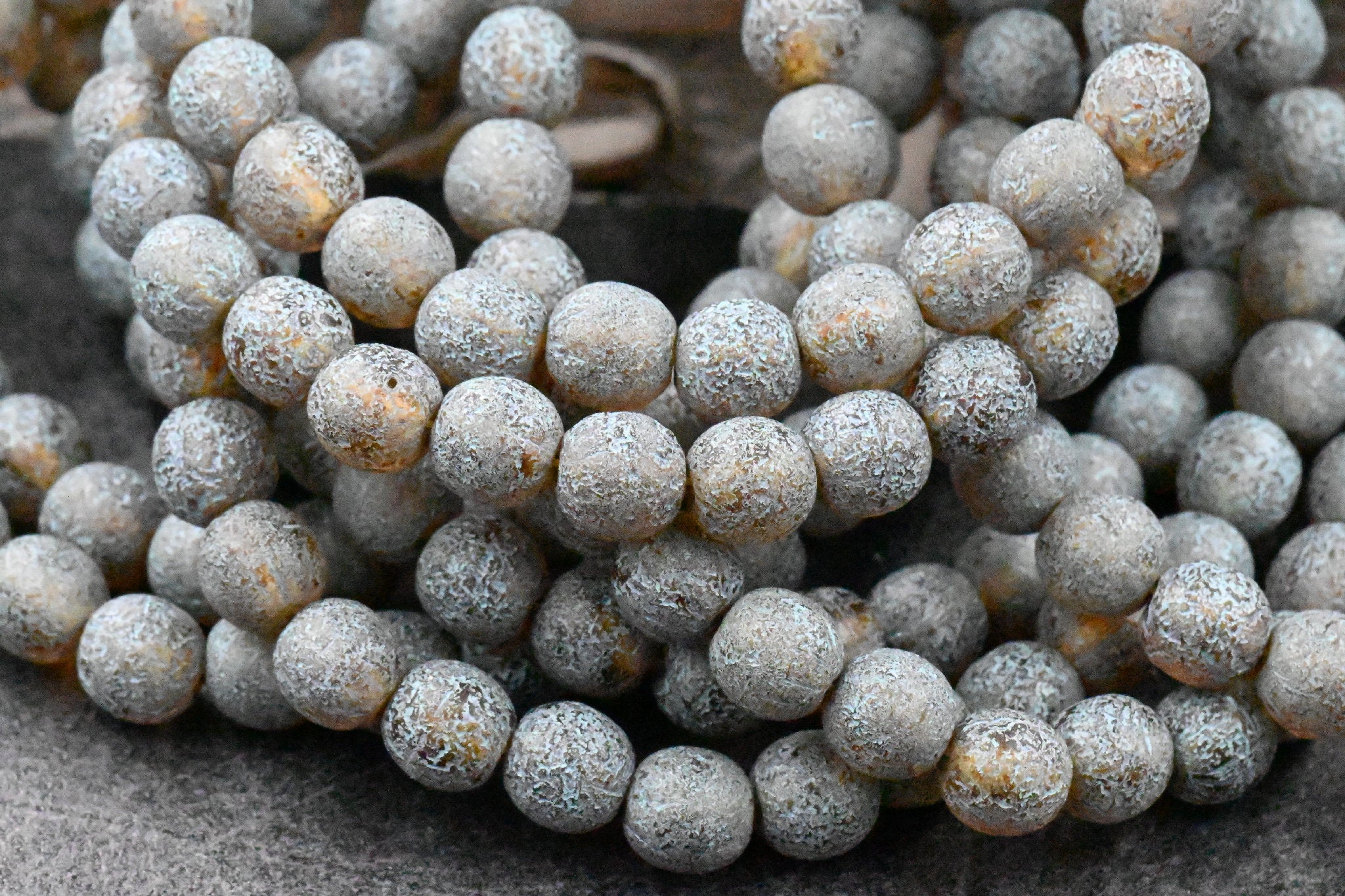 Topaz Picasso 6mm Round 30pc Aegean Teal Wash with Etched Finish