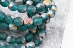 6mm Faceted Round Firepolished Matte Emerald AB Finish