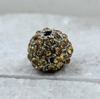 Topaz Crystal Rhodium Plated Pave Beads, 8mm Round, 4pc