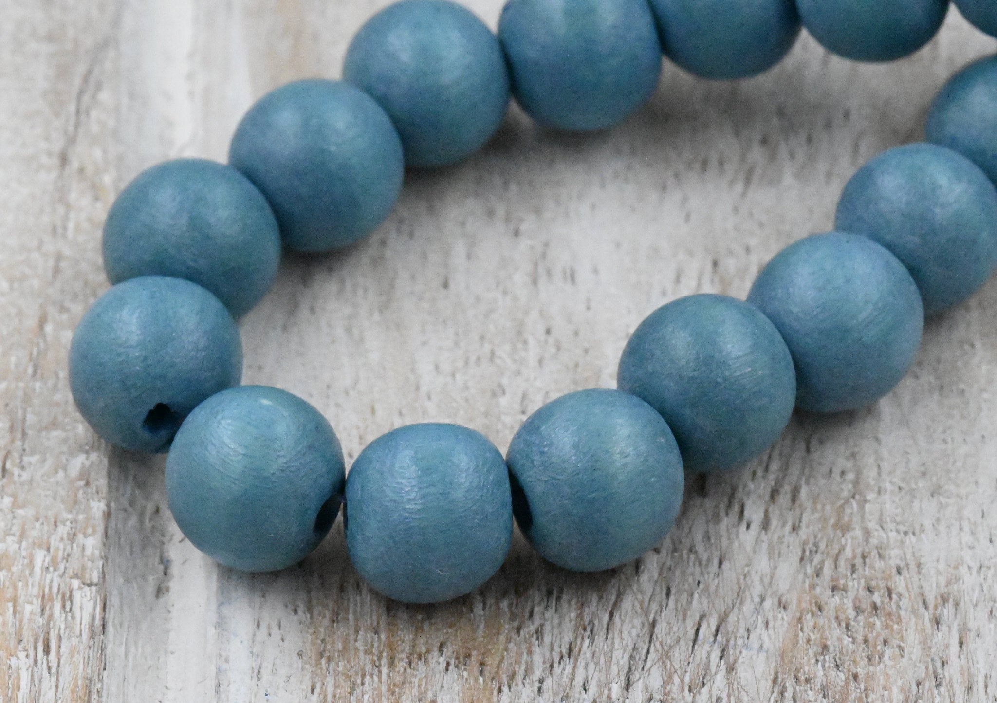 Denim Wash Blue Wood 6-12mm Round, Bicone or Rondelle
