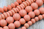 Soft Tangerine Orange Wood beads -16 inch strand