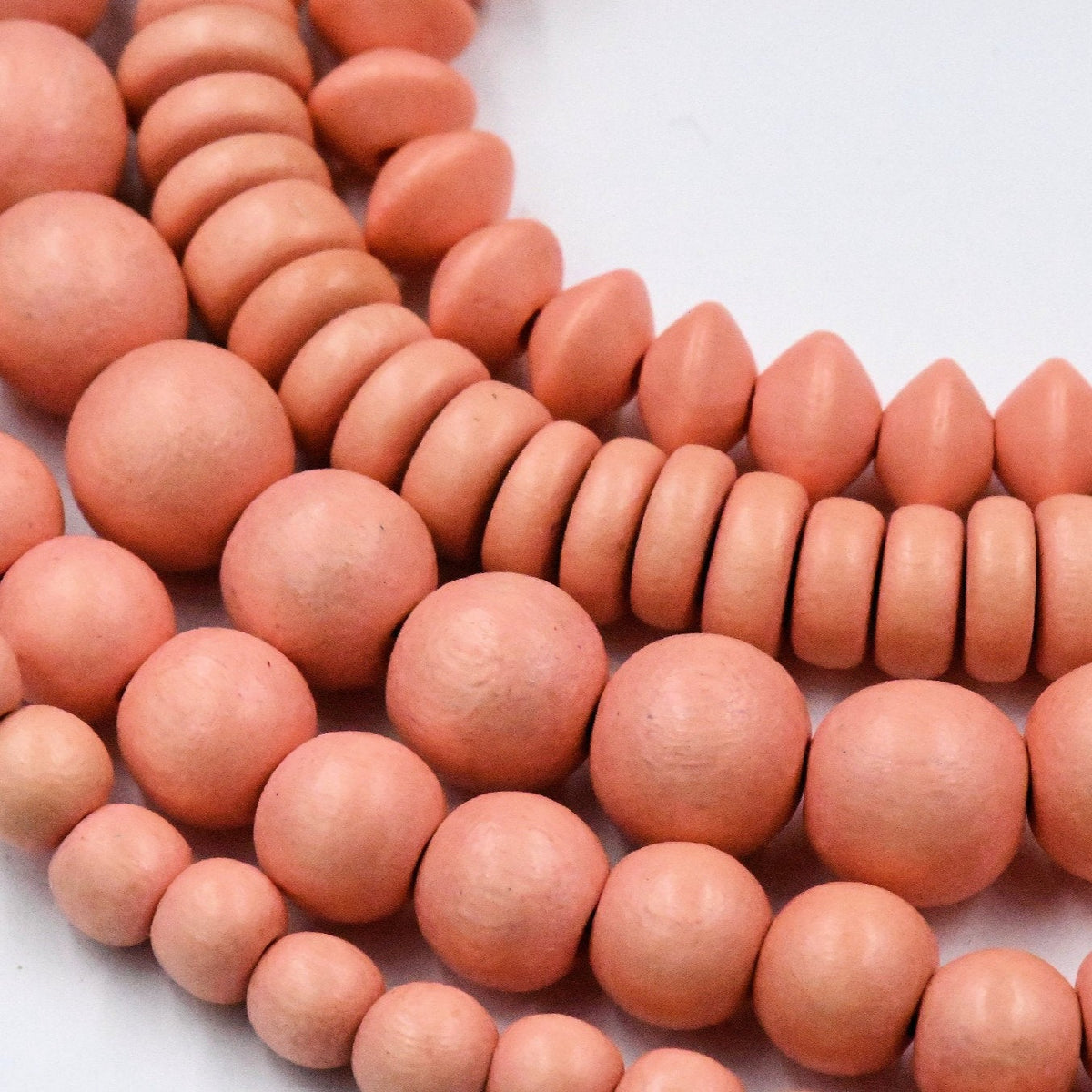 Soft Tangerine Orange Wood beads -16 inch strand