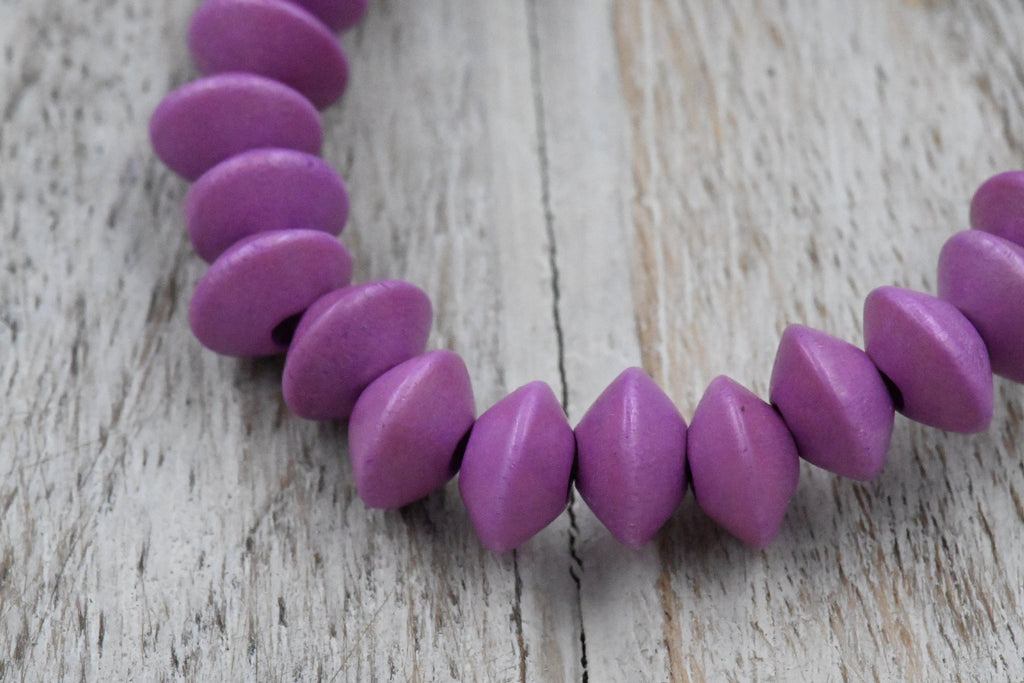 Pink Raspberry Purple Wood Round, Bicone or Rondelle