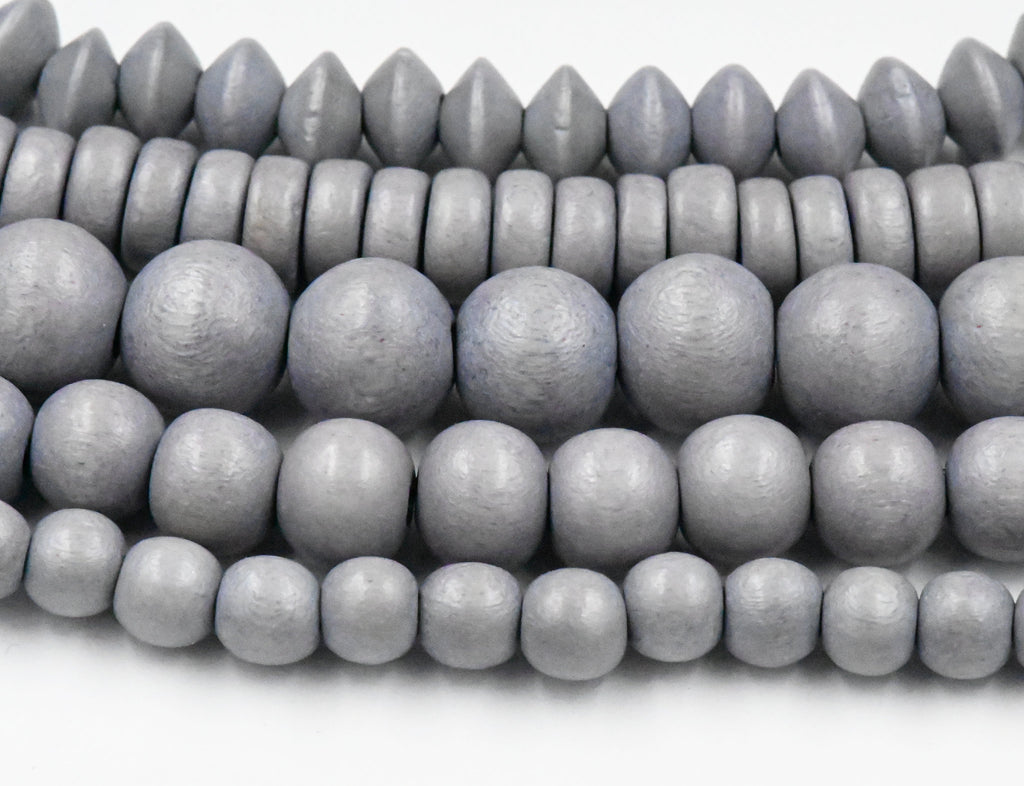 Grey Wood Beads 6mm 8mm 10mm 12mm 16mm 20mm Round or Rondelle  wood  -16 inch strand