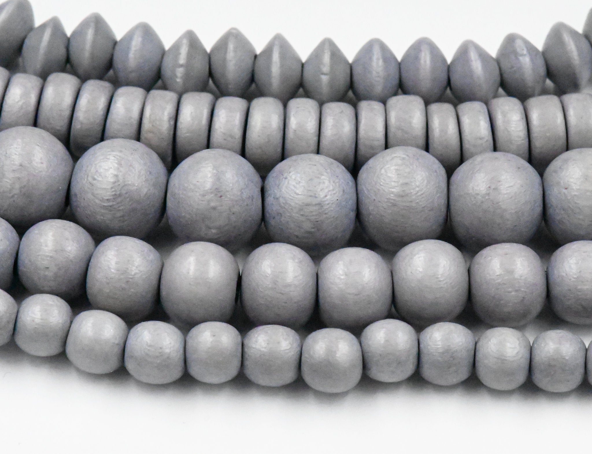 Grey Wood Beads 6mm 8mm 10mm 12mm 16mm 20mm Round or Rondelle  wood  -16 inch strand