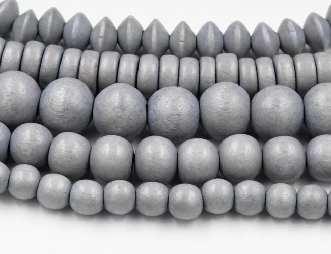 Grey Wood Beads 6mm 8mm 10mm 12mm 16mm 20mm Round or Rondelle  wood  -16 inch strand Main Image