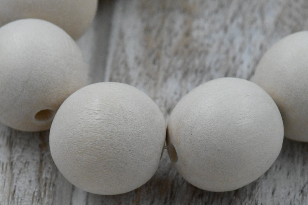 White Wood Beads