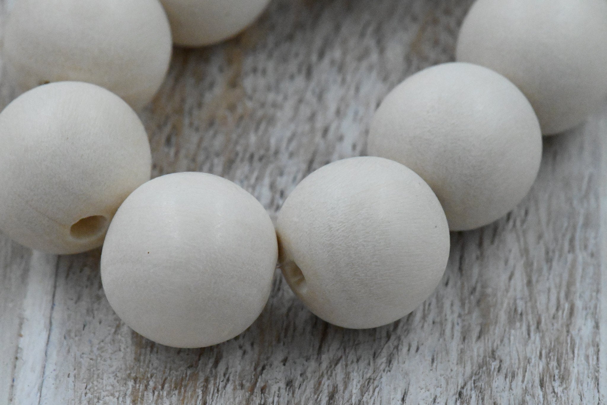 White Wood Beads