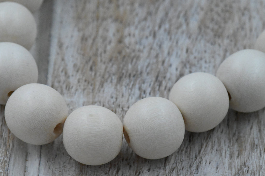 White Wood Beads