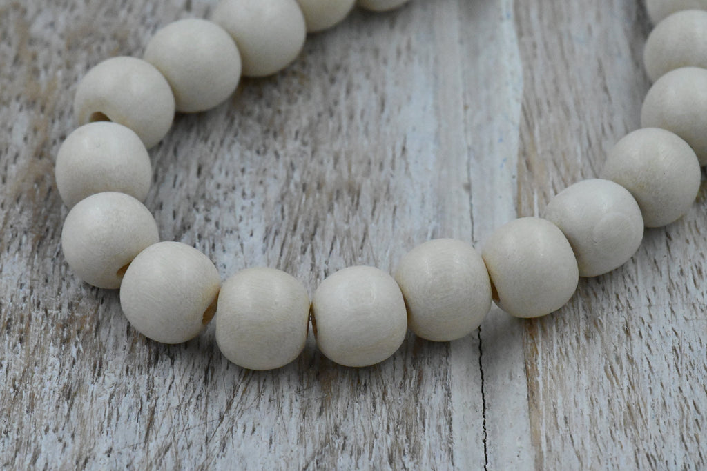 White Wood Beads