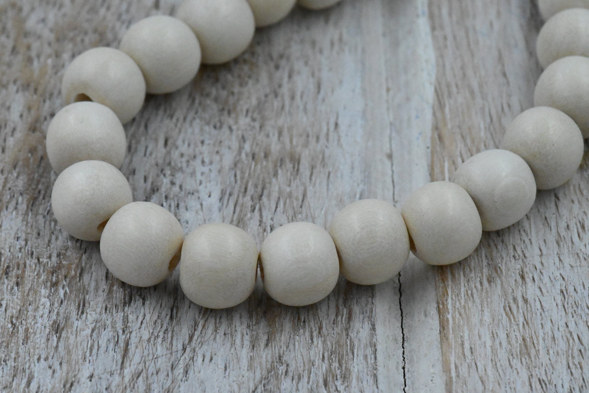 White Wood Beads