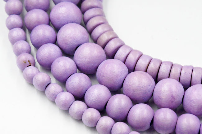 French Violet Purple Beads 6mm 8mm 10mm 8x4 Rondelle Wood beads -16 inch strand Hover Image