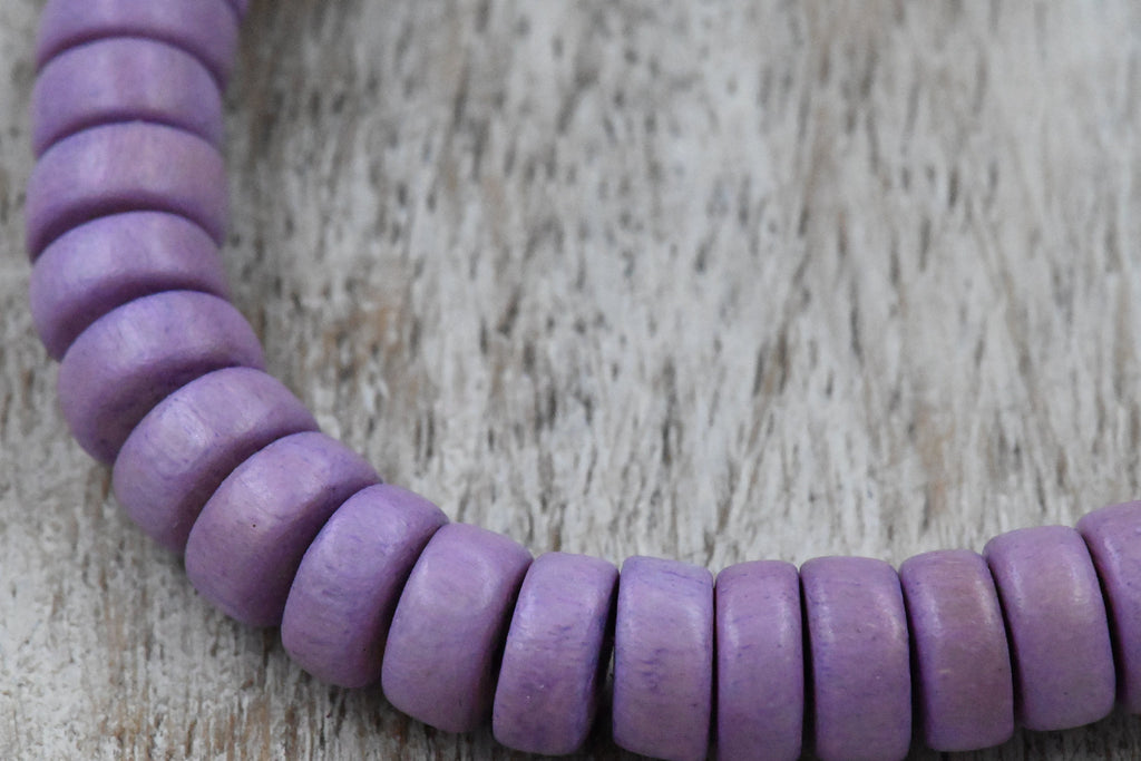French Violet Purple Beads 6mm 8mm 10mm 8x4 Rondelle Wood beads -16 inch strand