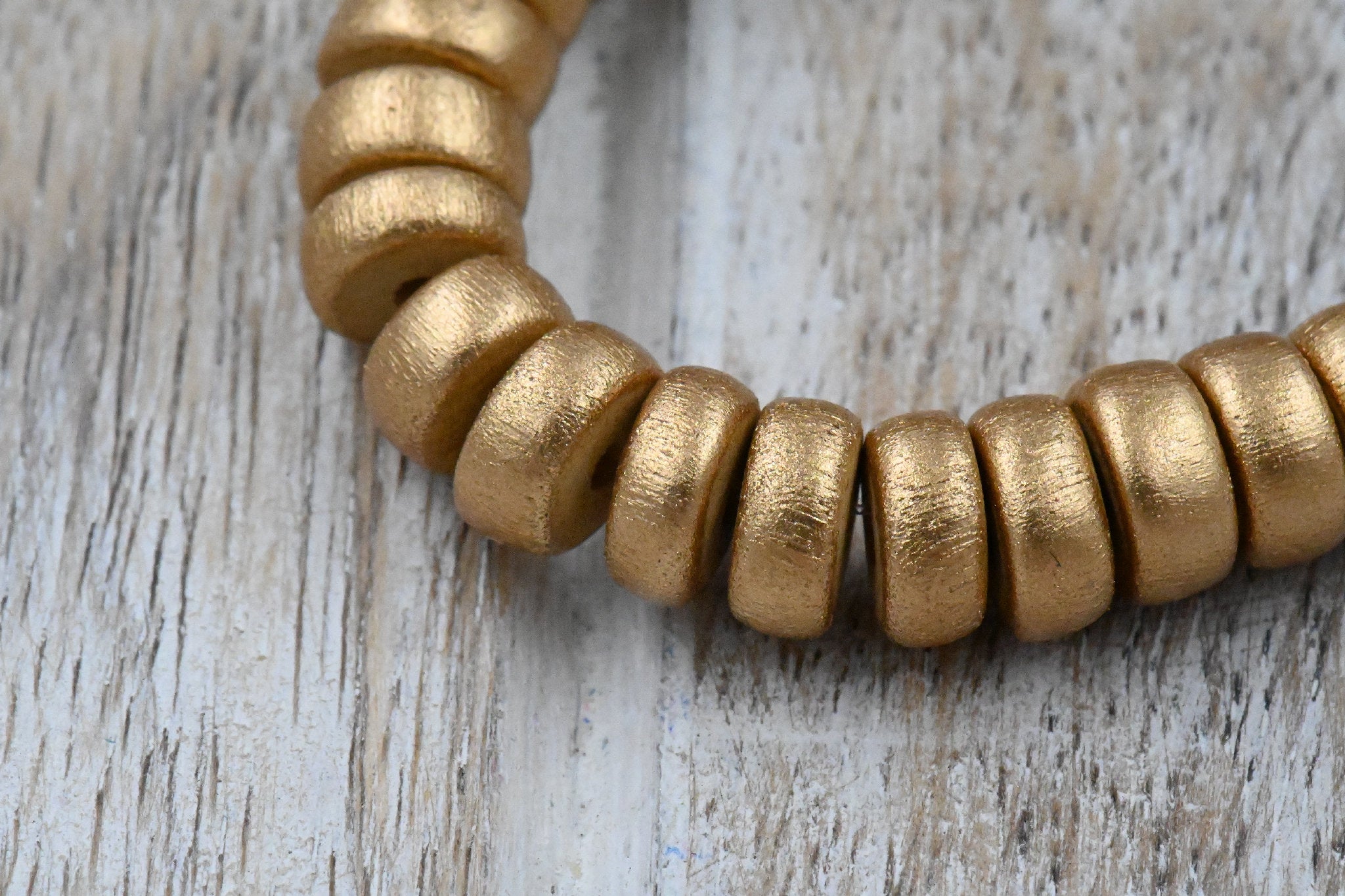 Metallic Rich Gold Wood Beads