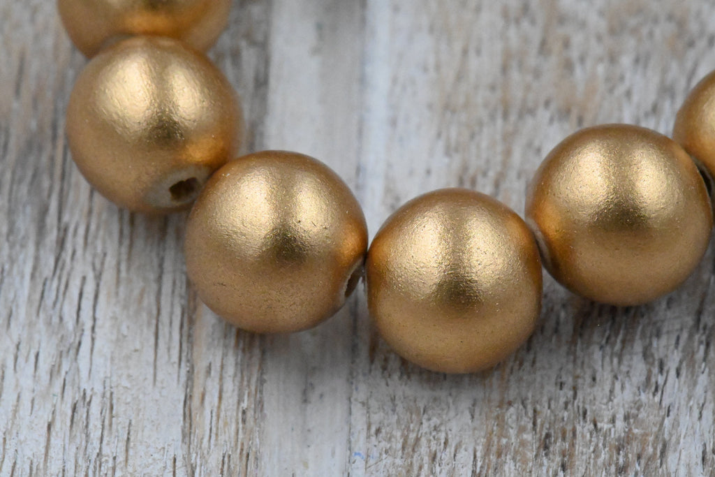 Metallic Rich Gold Wood Beads