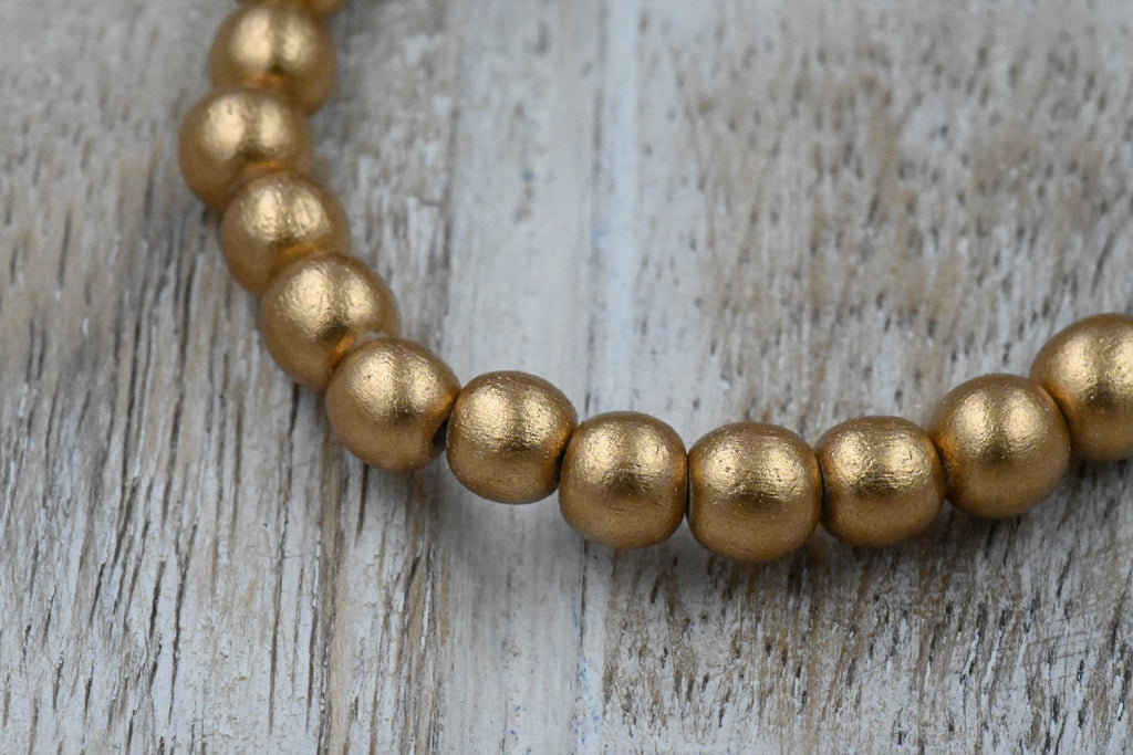 Metallic Rich Gold Wood Beads