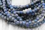 4mm Lapis Blue Gold Etched Czech Round Druk