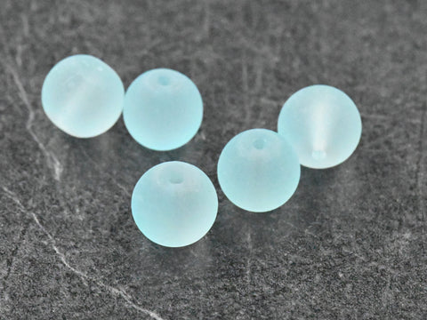 Clear Lake Blue Green Frosted Matte Glass Round Druk 6mm 8mm Beads