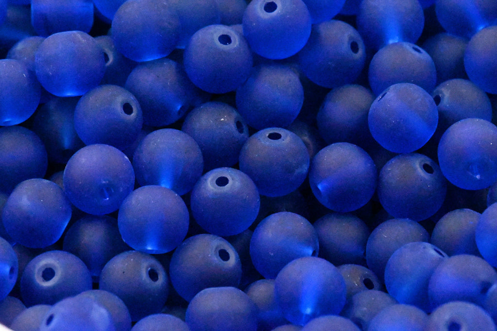 6mm 8mm 10mm Galaxy Blue Frosted Matte Glass Round Druk Beads