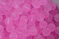 Pink 6mm 8mm 10mm Frosted Matte Glass Round Druk Beads