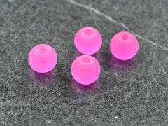 Hot Pink Frosted Matte Glass Round Druk 6mm 8mm Beads