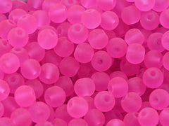 Hot Pink Frosted Matte Glass Round Druk 6mm 8mm Beads