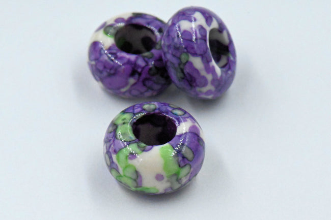 Large Hole Jade, Purple Grass European Beads, Round 15mm Main Image