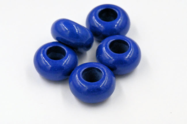 Large Hole Jade, Twilight Blue European Beads, Round 15mm Main Image