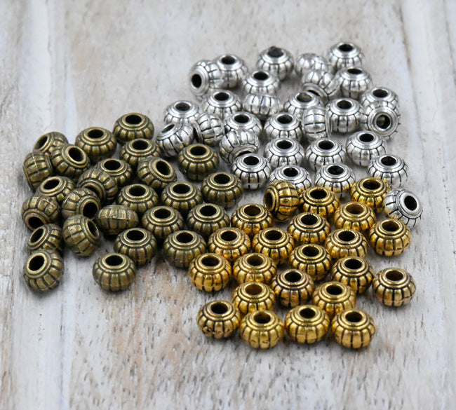 Antique Bronze, Gold or Silver 6x4mm Rondelle 100pc Main Image