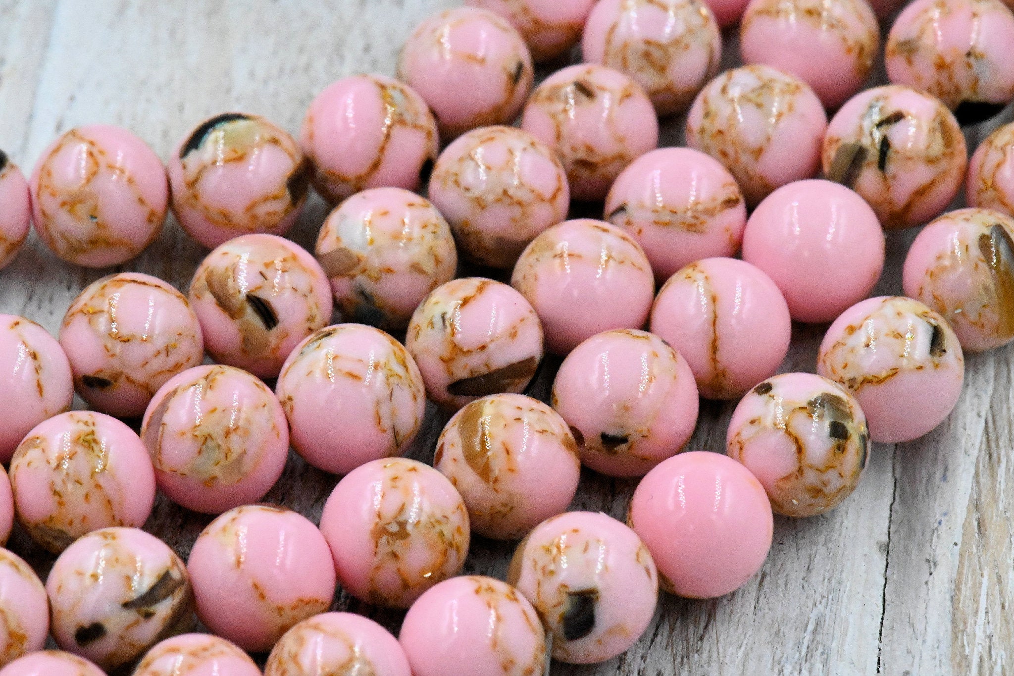 Pink and Sea Shell Beads 6mm 8mm 10mm, Full Strand