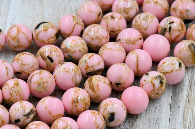 Pink and Sea Shell Beads 6mm 8mm 10mm, Full Strand Hover Image
