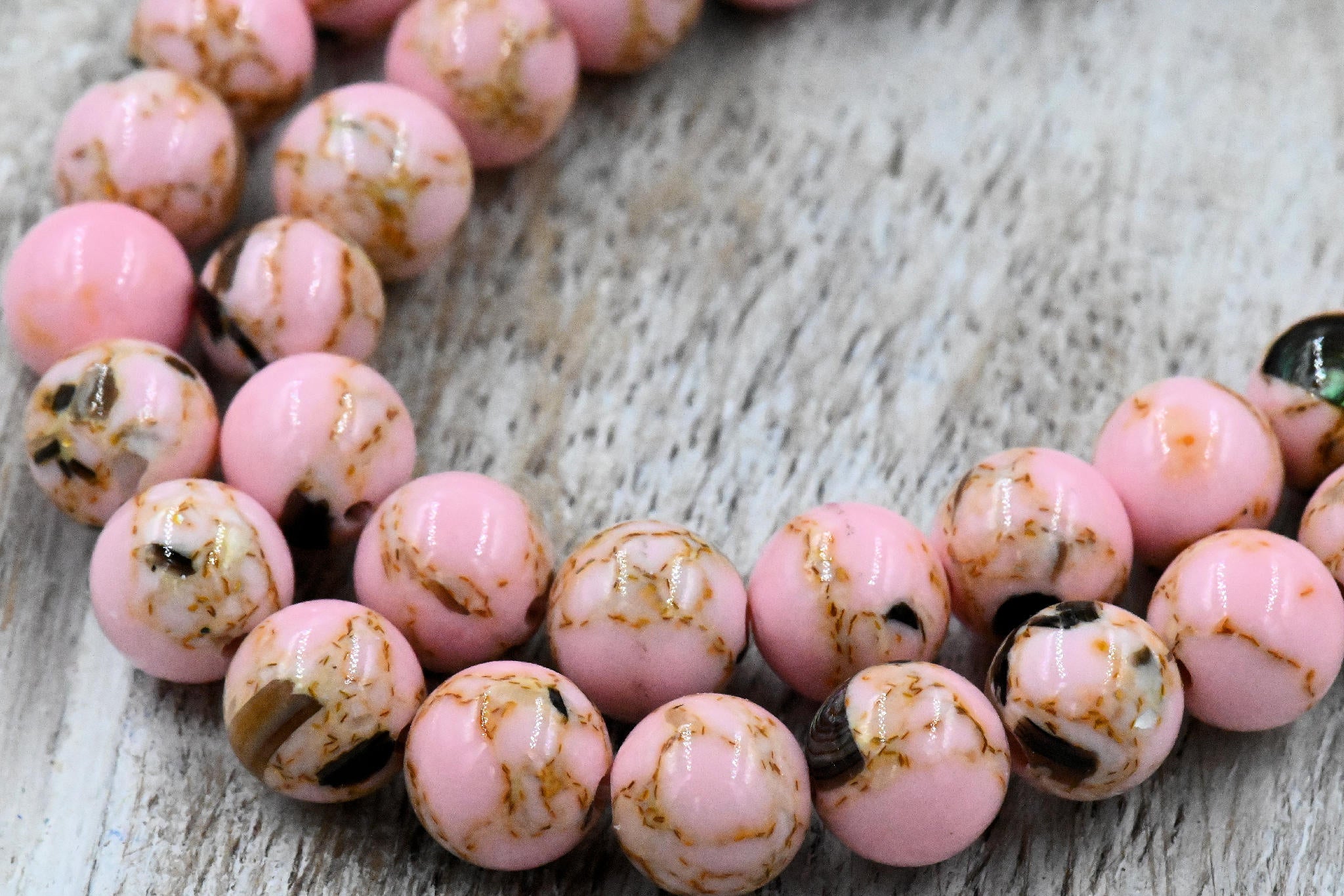 Pink and Sea Shell Beads 6mm 8mm 10mm, Full Strand